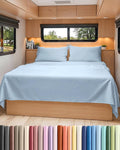 RV Short Queen Sheet Set 60 X 75 - 4 Piece RV Short Queen Bed Sheets - Soft, Breathable and Cooling - Designed for Bunks, Trailers & Campers - Fits 8” to 12" Mattress - Hotel Luxury Bedding - Sky Blue