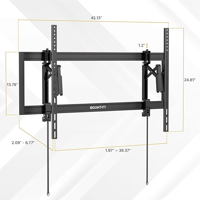 Mount-It! Advanced Extendable Tilt TV Wall Mount for 55–105 Inch TVs, Low Profile 2.1” Heavy-Duty Bracket with 6.8” Extension, Tilt & Swivel, Universal VESA up to 1000×600 mm, Fits 16/24/32” Studs