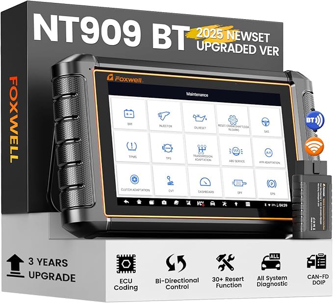 2026 Foxwell NT909 OBD2 Scanner Diagnostic Tool, All System Bidirectional Scanner Code Reader 30+ Resets, ECU Coding, CAN FD/DOIP, V.A.G Guide, 3 Yrs Free Update, Upgrade of NT726 NT809BT