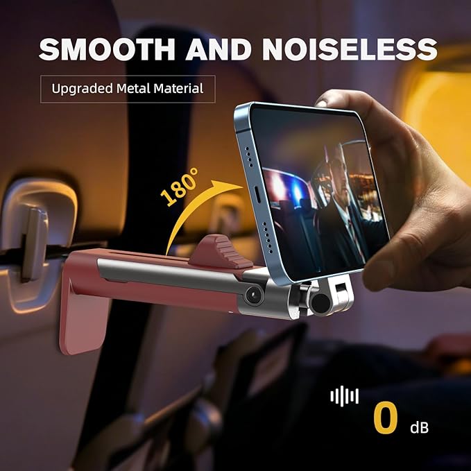 for MagSafe Airplane Phone Holder Mount Travel Essentials for Plane,N55*40 Pro Magnetic Phone Stand for Desk Tray Table 360° Swivel travel gifts for Women Men Airplane Gadgets Cruise Must Haves Red