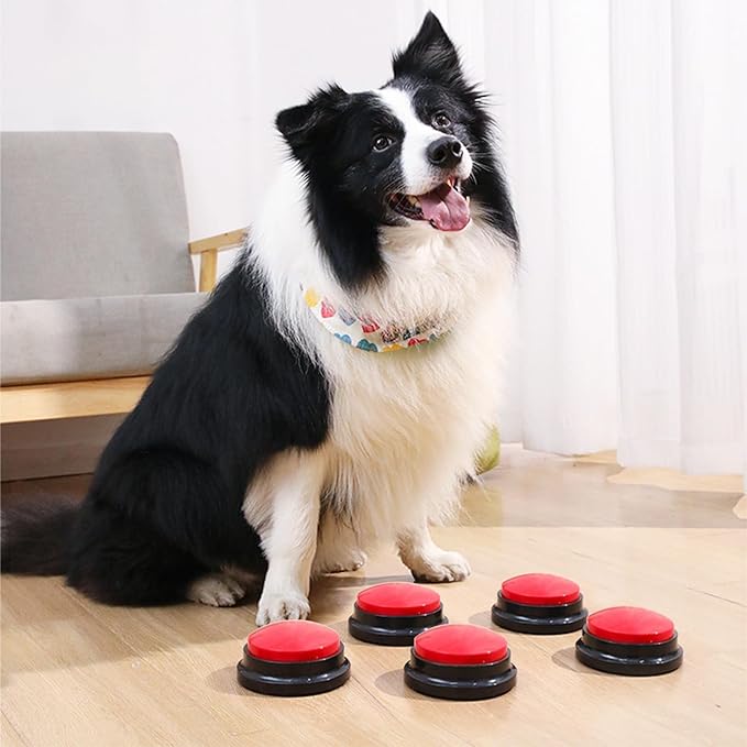 10 PCS Red Voice Recording Buttons for Dogs Dog Training Communication Buttons with 30 Sec Record and Playback, Pet Training Buzzer for Puppy Cats, Funny Gift for Study Office Home Pet Lovers
