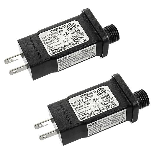 SIGANDG 24V 6W LED Transformer Replacement Class 2 Power LED Controller with 8 Modes Supply for Christmas String Light Inflatable Decorations IP44 Waterproof Low Voltage Transformer(2 Pcs)