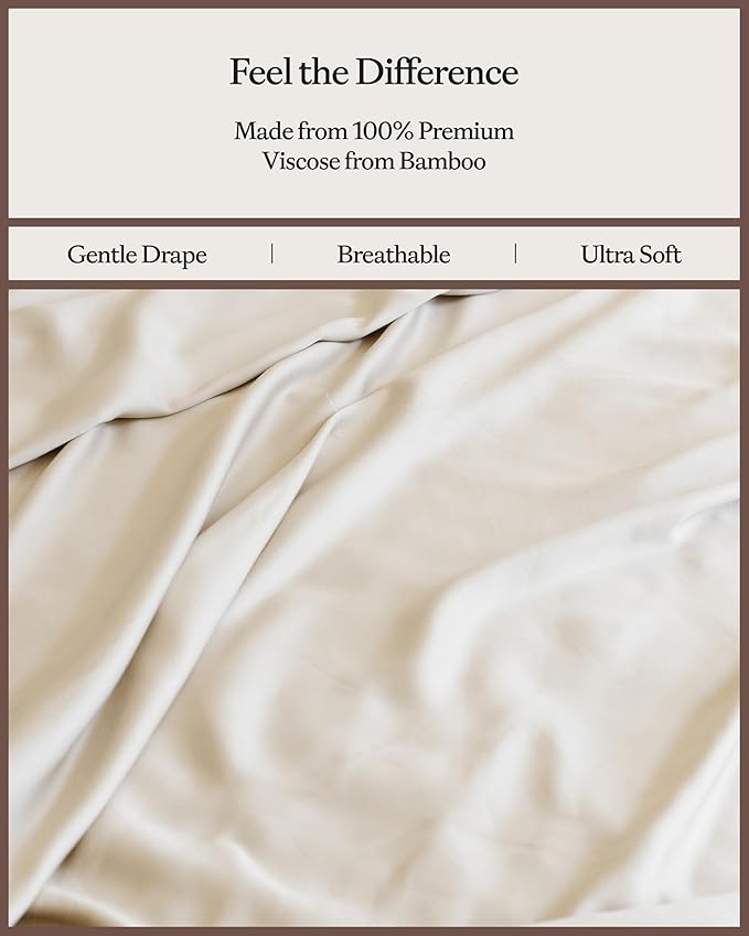 Cozy Earth Luxury Bed Sheet Set - 100% Viscose from Bamboo Fabric, Ultra-Soft & Breathable, Fits Regular & Deep Pocket Mattresses up to 20" - 4 Pieces Split King Sheet Set Driftwood