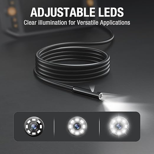 Teslong Dual Lens Endoscope with Light, Mechanic Borescope Inspection Camera, Fiber Optic Scope, Flexible Snake Probe for Automotive, HVAC, Wall & Home Inspections (16.5FT)