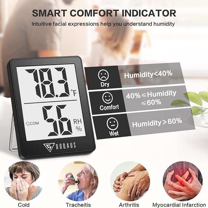 DOQAUS Digital Hygrometer Indoor Thermometer Humidity Meter Room Thermometer - Image 3