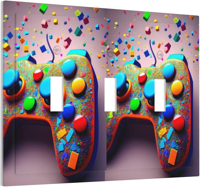 Bvtewkhz Videos Game Controller 3 Gang Triple Toggle Decorative Light Switch Covers Electrical Faceplate Switchplates for Bathroom Kitchen Home