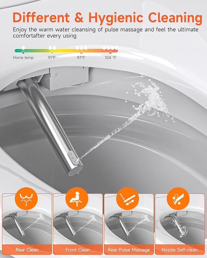 WANSID Smart Toilet,Advance Bidet with Heated Seat Smart with Bidet Built In,Tankless Toilet with Warm Water Sprayer and Dryer, Foot Sensor Operation,LED Display