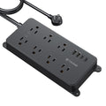 TROND Power Strip Surge Protector 10ft, ETL Listed, Flat Plug Extension Cord with 2 USB-A & 2 USB-C, Wall Mountable, 7 Widely-Spaced Outlets, 1700J, for Home Office Garage, Black