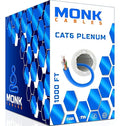 MONK CABLES | CAT6 Plenum Cable 1000ft | UTP, 550MHz | DSX-8000 Certified | by MONKCABLES