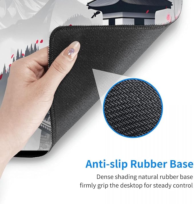 CANFLASHION Desk Pad,Office Desk Mat 31.5"×11.8"Large Gaming Mouse Pad,Durable Extended Computer Mouse Pad,Waterproof Thick Big Mouse Pads with Non-Slip Rubber Base Office Home Japanese Castle Cherry