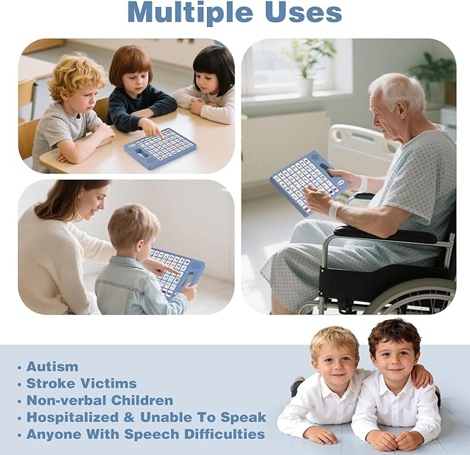 Joyreal AAC Device for Autism, Non Verbal Communication Tools for Speech Therapy & Stroke Rehab. Communication Tablet, Autism Talking Aids with 8 Programmable Buttons & Adjustable Volume (Gray-Blue)