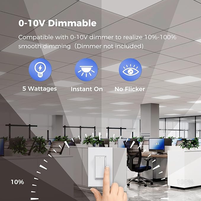 Aphyni 12 Pack 2x2 LED Flat Panel Light, Dimmable Office Kitchen Flush Mount Ceiling Light Panel,Bright 6500LM,Dimmable,Selectable Features, 3000K/4000K/5000K/5700K/6500K, 30W/35W/40W/45W/50W