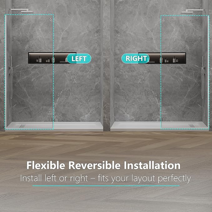 Shower Screen,32" W * 76" H Single Shower Glass Panel, 3/8"(10mm) Tempered Glass, Shower Wall Panels, Fix Shower Glass Screen for Bathroom - Bright Chrome