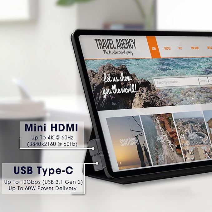 Kado 180 Degree Mini HDMI to HDMI 4K 60Hz Adapter U Shaped Mini HDMI Male to HDMI Female Extender Converter for Portable Monitor, Laptop, Tablet, Camera and Projector (Dual Combo Up Down Angle)