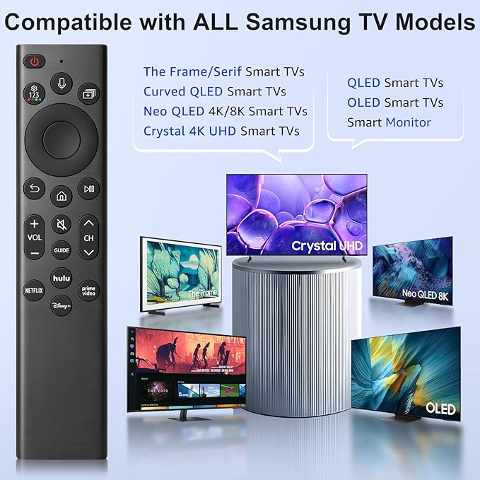 【2 Pack】 Voice Remote Replacement for Samsung-TV-Remote-Control, Compatible with All Samsung Frame Neo QLED UHD 4K 8K Series Smart TVs with Voice Control and 2-Year Warranty