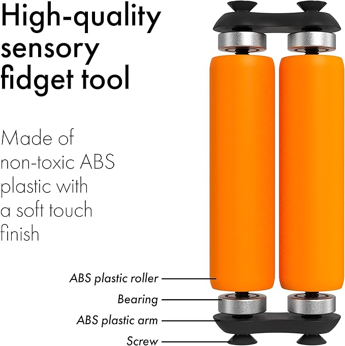 ONO Roller - Handheld Fidget Toy for Adults | Help Relieve Stress, Anxiety, Tension | Promotes Focus, Clarity | Compact, Portable Design (Orange, Junior Size - ABS Plastic)