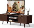 YLGJ&TIDY Modern Wood TV Stand Up to 60'',Universal Entertainment Center with 3-Tier Shelves,TV Console with Cabinets Storage,Wood Frame Television Stand (Brown)