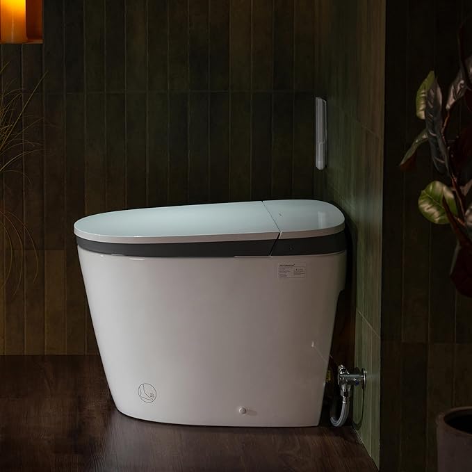 WOODBRIDGE Smart Toilet with Auto Open/Close,1000g MaP Flush Score,Foam Shield,Foot Sensor, Movement Drying,Auto Flush,ADA Height,Blackout Flush,Heated Seat,One Piece Toilet with Tank Built in