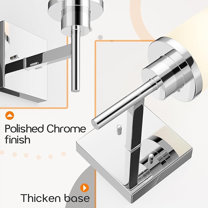 AONEON Vanity Lights Polished Chrome Bathroom Light Fixtures with White Frosted Glass Shade, Wall Sconce for Mirror Hallway Entrance Porch T001CH-L1