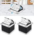Vagueior Recessed Floor Electrical Outlet Kit,Waterproof Electrical Outlet Covcer Box,Hidden GFCI Outlet+20A Tamper-Resistant Receptacle Outlet with Slow Elastic Damping，ETL Certified，Silver(2 Pack)
