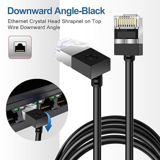 90° Downward Angled Cat 6A Ethernet Ultra Slim Cable 1.6 Feet 2Pack, Flexible - Image 4
