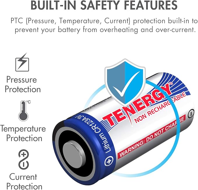 Tenergy 1500mAh 3V CR123A Lithium Battery, High Performance CR123A Cell - Image 4
