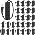 Copkim 36 Pack 3 Outlet Power Strip Extension Cord with Flat Plug Mini Cord 3 Ground Heavy Duty Mountable Outlets Strip for Computer Phone Home Office (1 ft,Black)