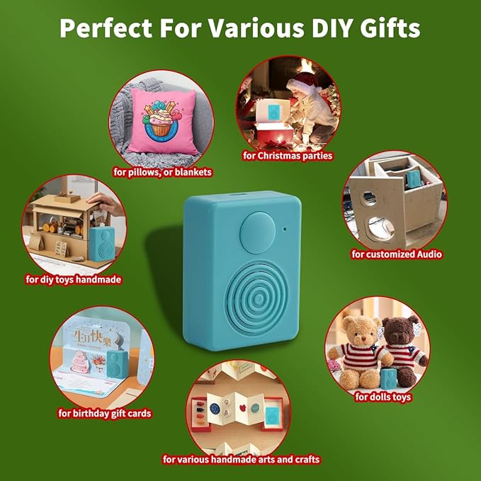 Sound Module with Speaker,16MB Voice Recorder Box, Support Bluetooth & MIC Recording Audio Box,16 Min Easy Sound Voice Box for Personalized Greetings, DIY Projects, Holiday Crafts ect-Blue.