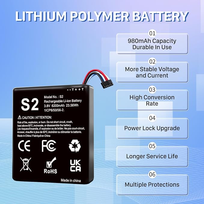 Replacement Battery for S2, 6200mAh Ultra High Capacity Li-ion Battery for Ring - Image 3