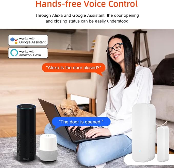 WiFi Door Sensor: Wireless Window Sensor with App Alerts, Tuya Smart Contact Sensor for Home Security and Smart Home Automation, No Hub Required, Compatible with Alexa Google Assistant(4-Pack)