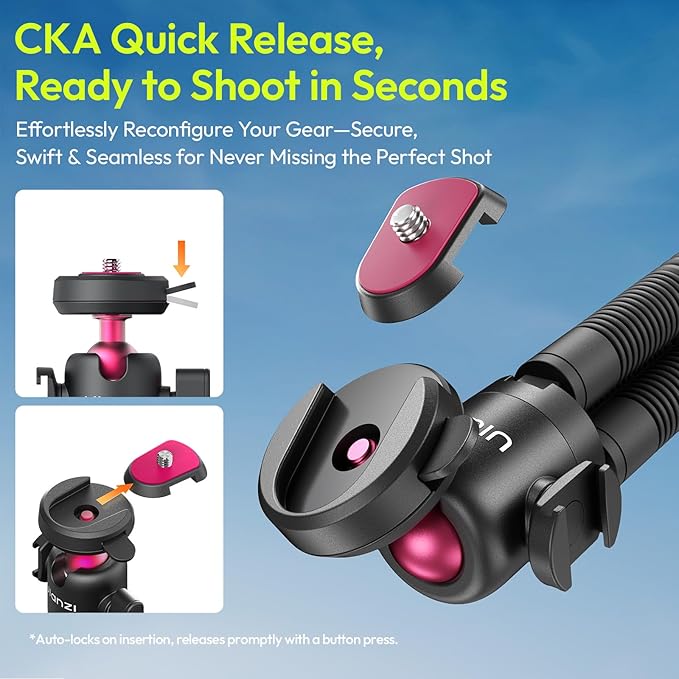 ULANZI MT-91 Flexible Octopus Tripod for Phone, GoPro&Camera, 3‑in‑1 Mini Tripod w Bluetooth Remote, CKA Quick Release w 1/4 Screw, GoPro Adapter, 360 Adjustable for Vlogging, Selfies, Video Recording