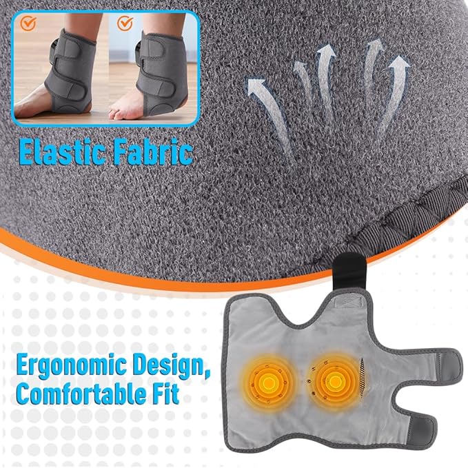Foot and Ankle Massager for Pain Relief, Ankle Heating Pad Foot Renew Triple Method Massager Rechargeable Cordless Design with 6 Heating 3 Massage Modes & Timer