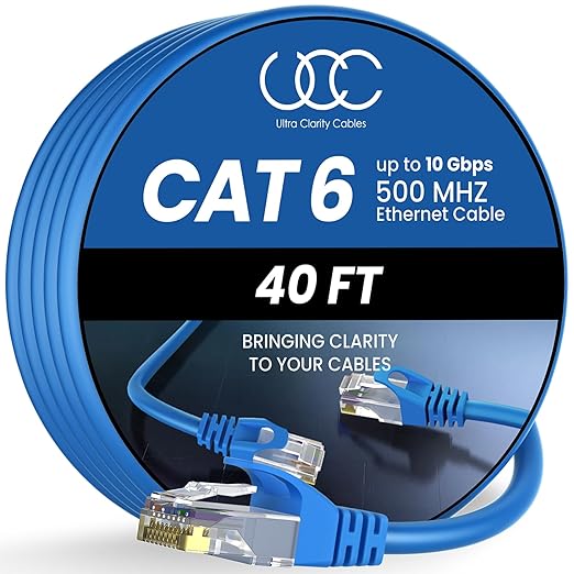 Cat 6 Ethernet Cable 40 ft, 10Gbps High Speed Ethernet Cable, Internet Cable by UltraClarityCables
