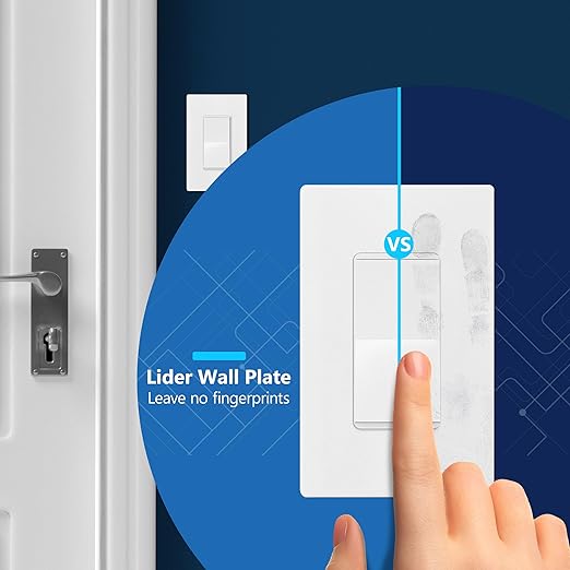 LIDER Matte White Minimalist Design Decorator Switch, Frameless Paddle Wall Light Switch, On/Off Rocker Switch, 3-Way or Single Pole, Residential Grade, UL Listed, 3 Wire, 15A 120-277VAC, 10 Pack
