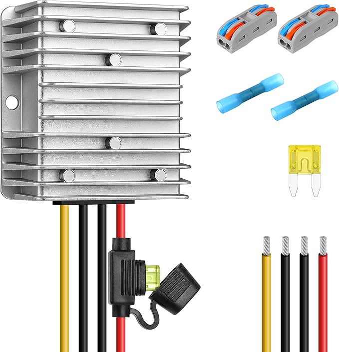 36V 48V to 12V Converter 20A 240W Waterproof DC-DC Step Down Voltage Regulator Reducer with Fuse, Buck Power Supply Transformer for Golf Cart, Forklift, Car