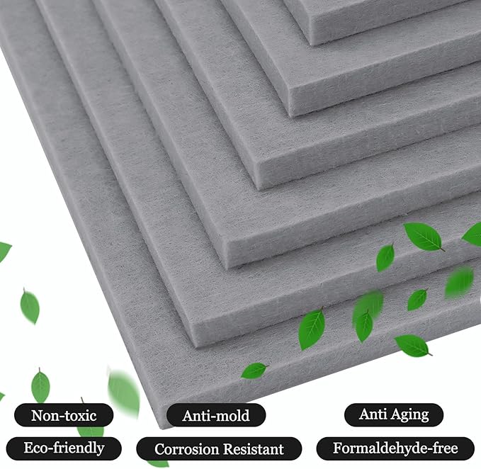 BXI Sound Absorber - 16 X 12 X 3/8 Inches 6 Pack High Density Acoustic Absorption Panel, Sound Absorbing Panels Reduce Echo Reverb, Tackable Acoustic Panels for Wall and Ceiling Acoustic Treatment
