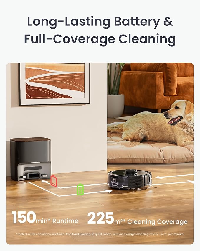 SwitchBot K11+ Robot Vacuum & Mop with Matter, 6000Pa Suction, 90-Day Hands-Free Self-Emptying, LDS Navigation, 3.6″ Ultra-Slim, Anti-Tangle for Pet Hair, Works with Alexa, Google Home, Apple Home