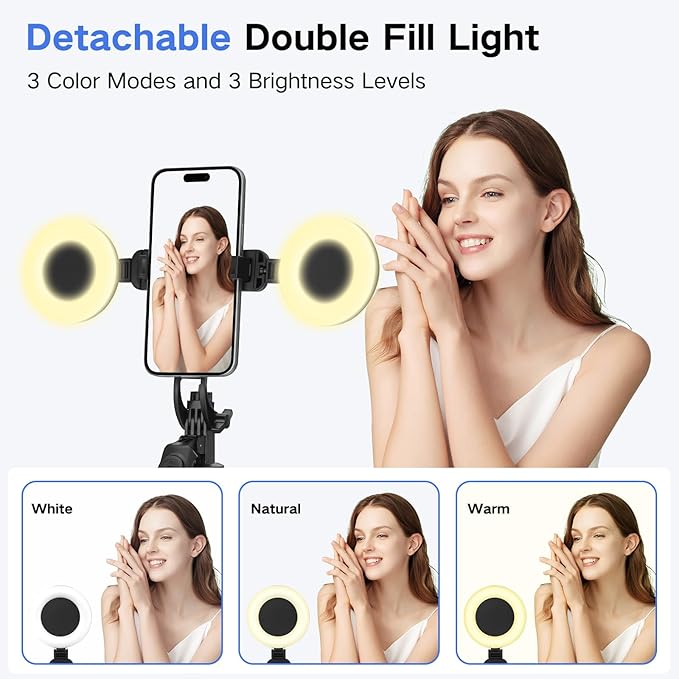 Vlogging Kit for iPhone/Android, Metal Selfie Stick Tripod for iPhone - Image 2