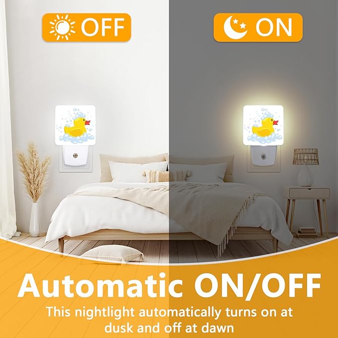 GANTINIR Night Light, Plug-into Cartoon Duck Nightlight White LED Lamp, Energy Efficient Decor Desk Lamp for Bedroom Hallway Stairs Bathroom