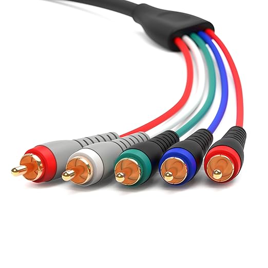 BlueRigger Component Video Cable with Audio (3FT, RCA- 5 Cable, Supports 1080i) - Compatible with DVD Players, VCR, Camcorder, Projector