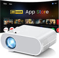 1500 ANSI Smart Projector, HOMPOW 4K Projector with WiFi and Bluetooth, Mini Projector, Built-in Streaming System, Projector with Apps, Outdoor Projector, Home Projector for iOS/Android
