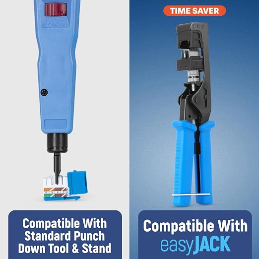 Everest 90° Angled RJ45 Cat6 Keystone Jacks 20-Pack in Blue - Image 4