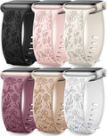 SNBLK 6 Pack Floral Engraved Bands Compatible by SNBLK