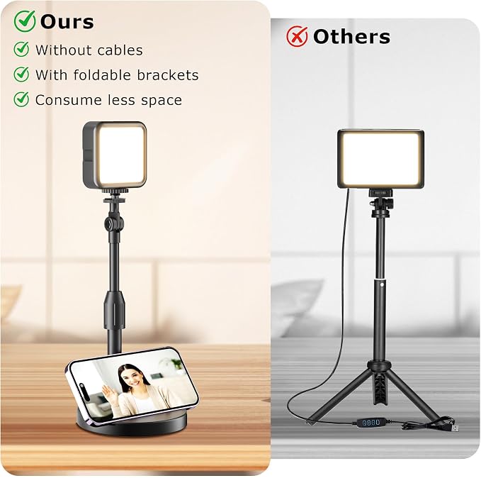 2-Pack Portable Rechargeable LED Video Light, Battery Powered Photography - Image 3