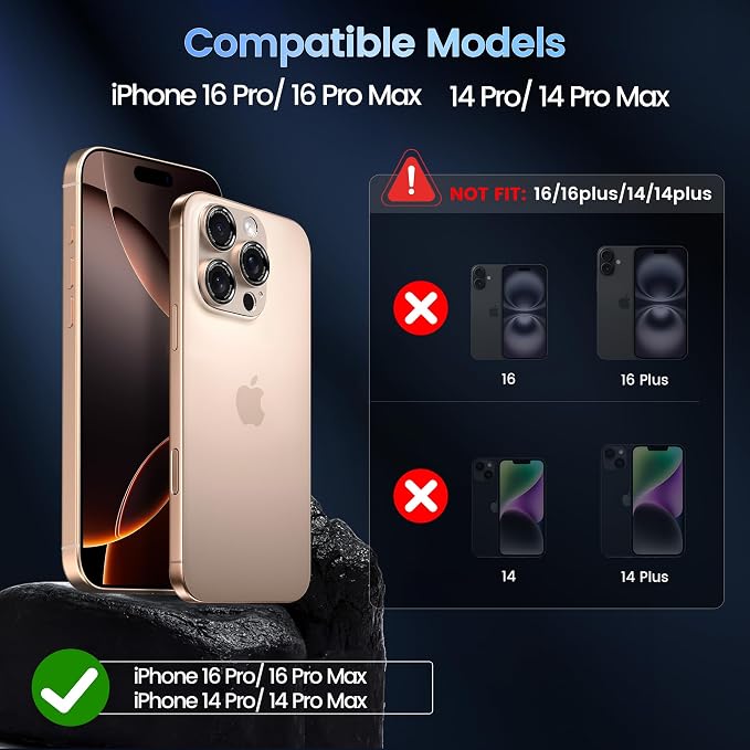 CACOE Camera Lens Protector for iPhone 14 Pro/14 Pro Max/16 Pro/16 Pro Max - Image 2