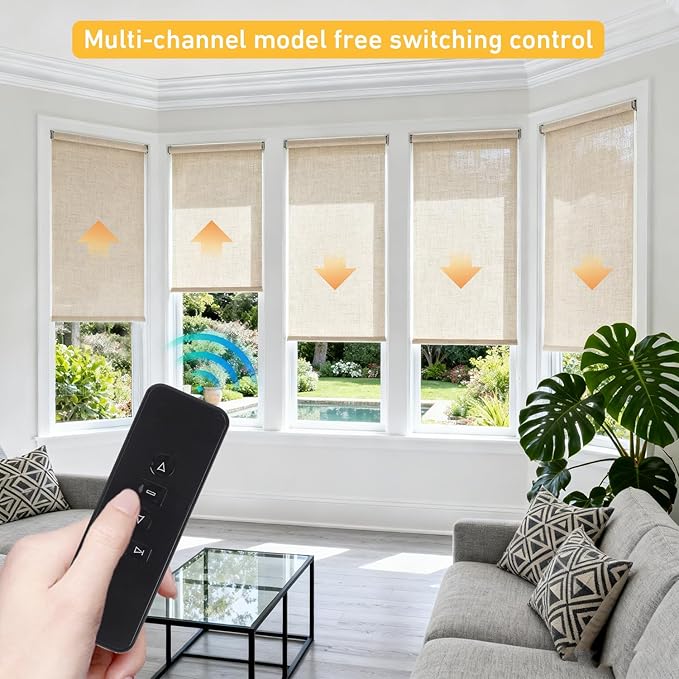 Rollerhouse AC123-06 RF433.92MHz Transmitter, 6 Channel Hand-Held Controller for Electric Blinds, Shades, Curtains, and Awnings - Black