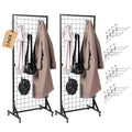 2 Gridwall Panels | 5 FT Tall x 2 FT Wide Portable Display Stand for Vendor Events with Caster Wheels | Heavy Duty Grid Wall with 16 Hooks Included | Gridwall Panel Display Stand for Easy Assembly