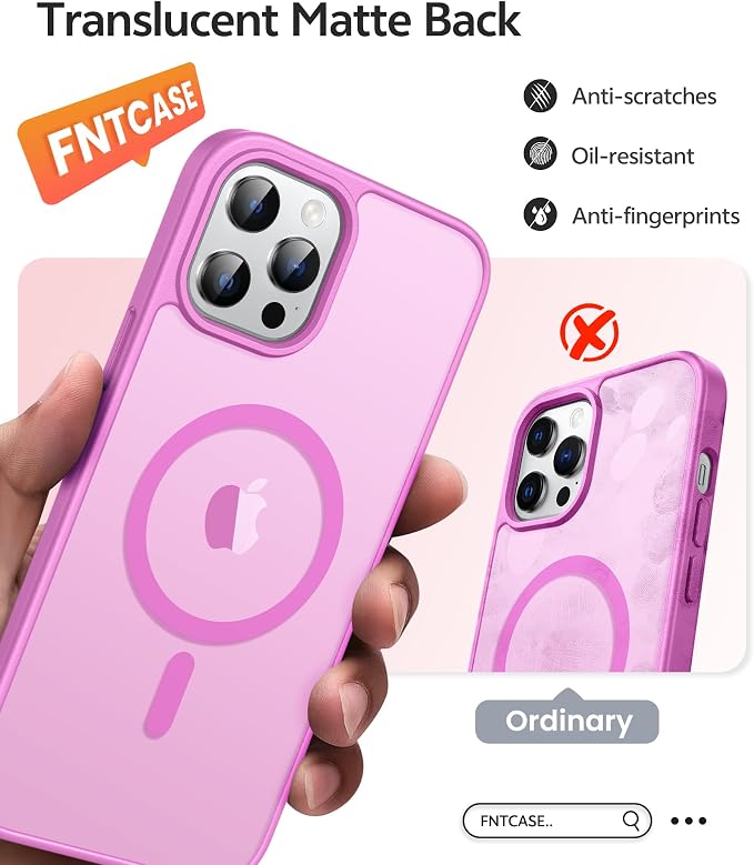 FNTCASE for iPhone 12 Pro Max Case: Translucent Matte Magnetic Phone Cover - Image 6