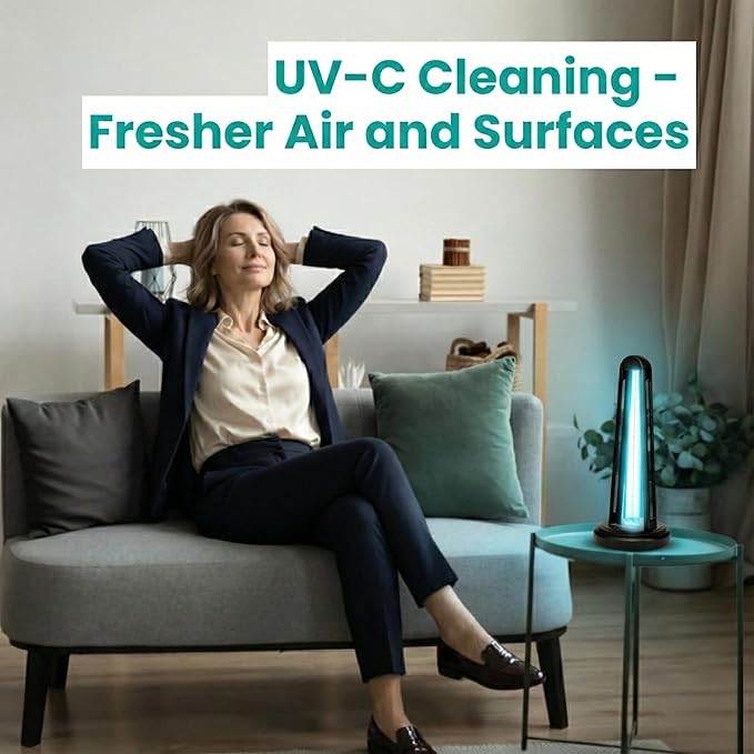 AirShield+ UV Light Sanitizer w/Spare Bulb – Premium UV Sanitizer Device with Remote Control, Timer Settings & Safety Shutoff – Chemical-Free Portable UVC Light for Home & Office