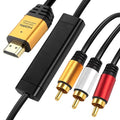 HDMI to RCA 10FT Cable with IC, HDMI Male to 3-RCA GD AV Cable Video Audio Component Converter Adapter 1080P Cable for TV HDTV DVD